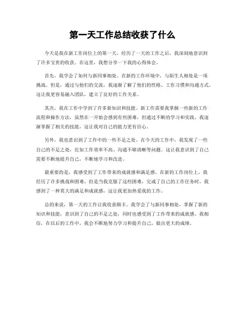 第一天工作总结收获了什么