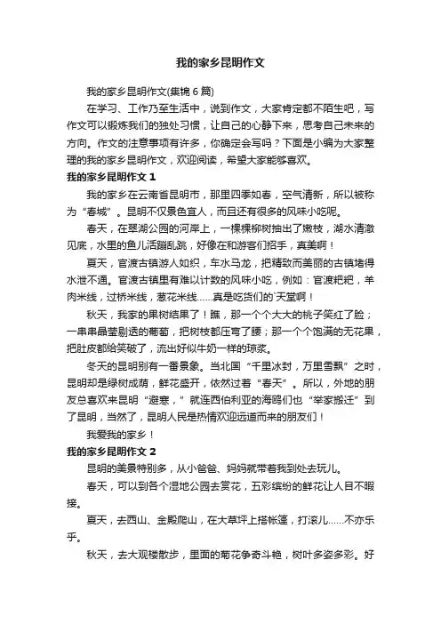 我的家乡昆明作文（集锦6篇）