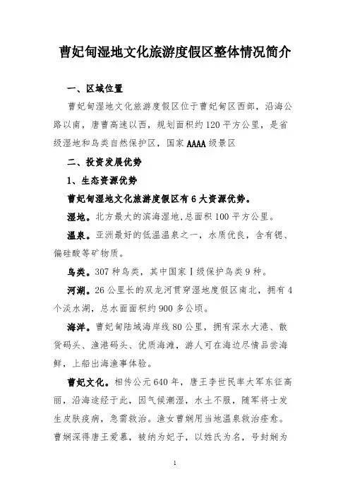 【VIP专享】曹妃甸湿地文化旅游度假区整体情况简介
