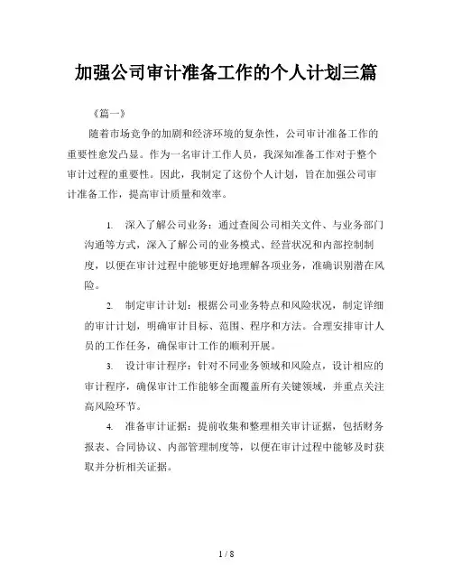 加强公司审计准备工作的个人计划三篇