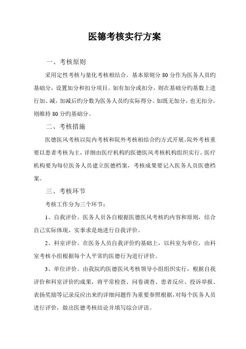 医德考评实施方案