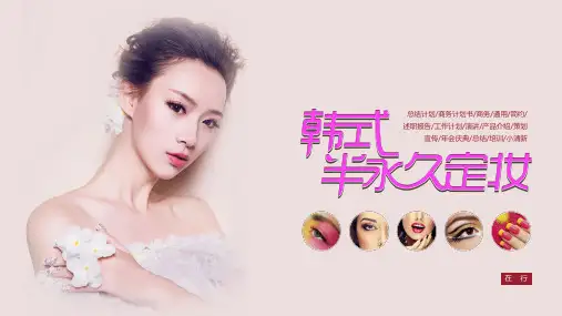美容美妆整形总结计划商务计划书清新扁平风通用静态PPT模板素材方案