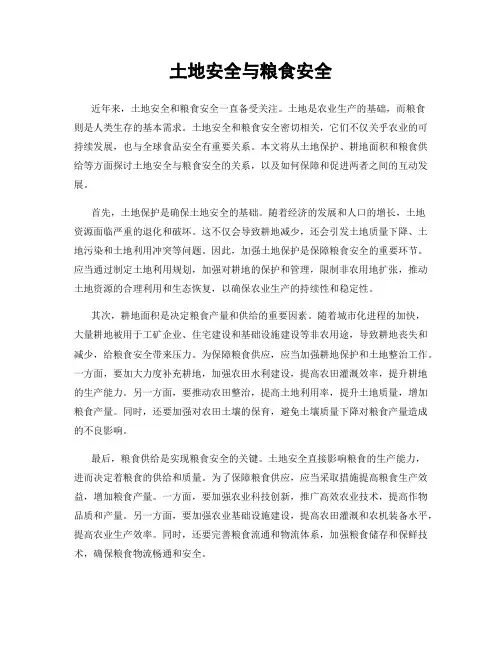 土地安全与粮食安全