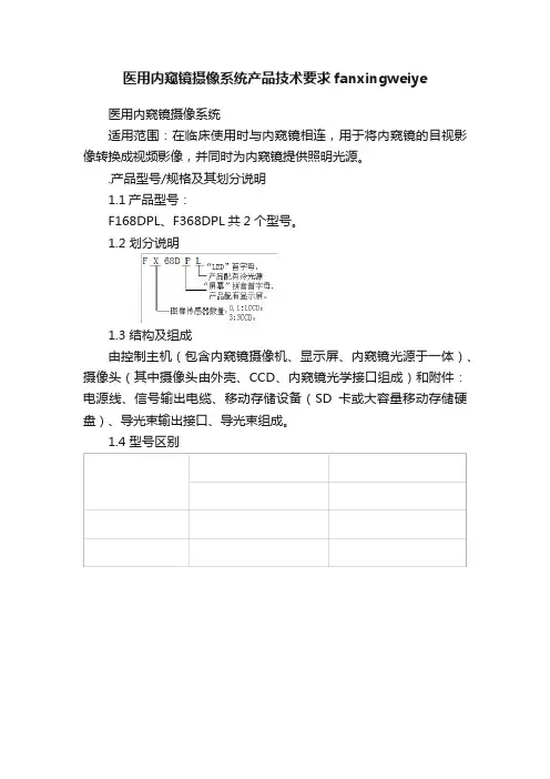 医用内窥镜摄像系统产品技术要求fanxingweiye