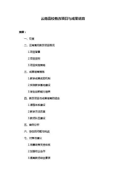 云南高校教改项目与成果培育