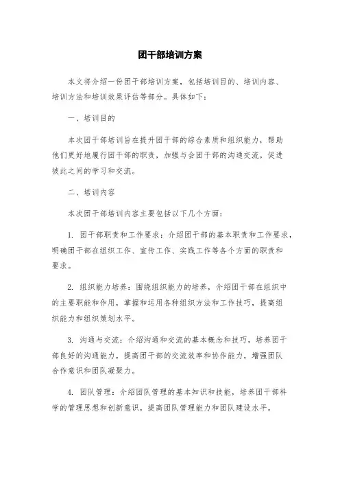 团干部培训方案