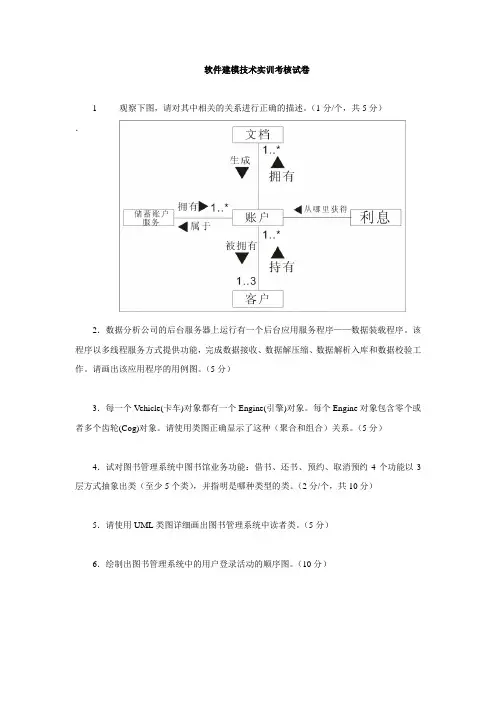 软件建模技术实训考核试卷