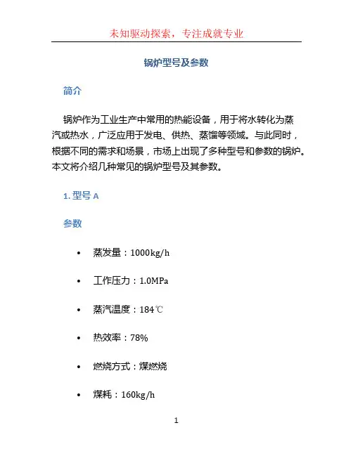 锅炉型号及参数