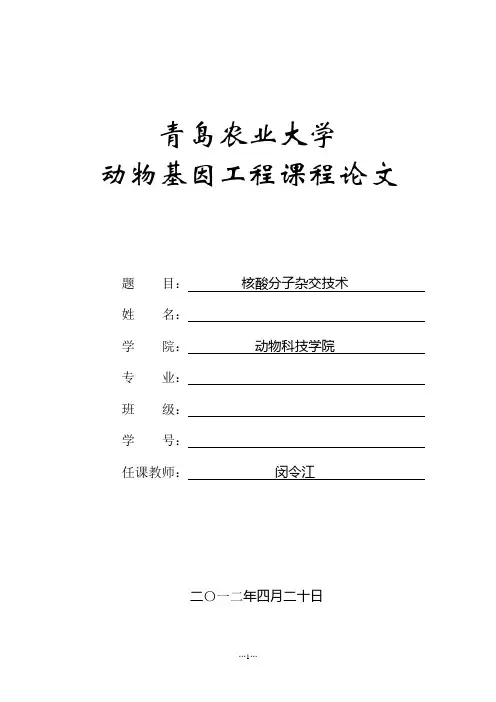 动物基因工程课程论文