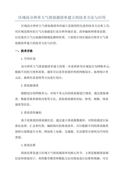 区域高分辨率大气排放源清单建立的技术方法与应用
