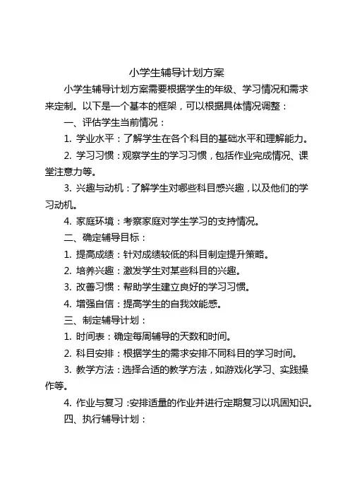 小学生辅导计划方案