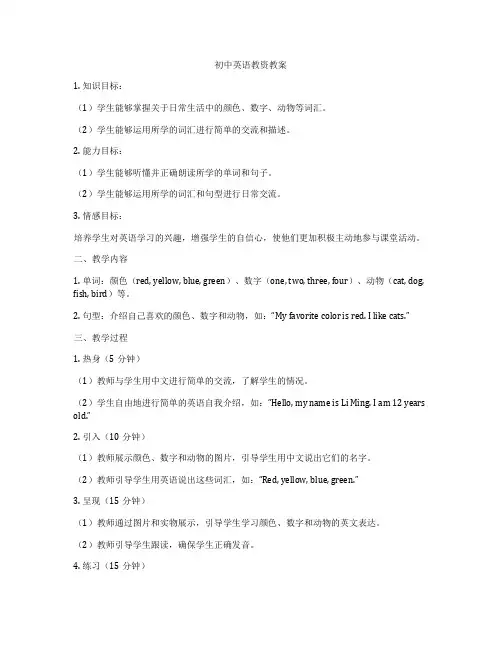 初中英语教资教案