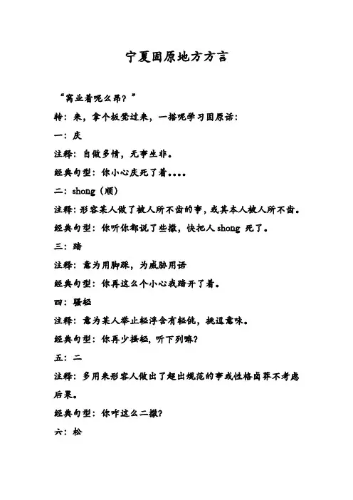宁夏固原地方方言