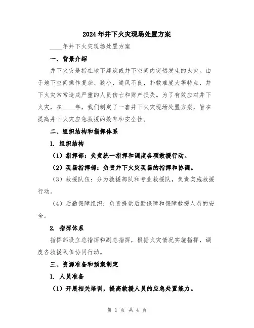 2024年井下火灾现场处置方案