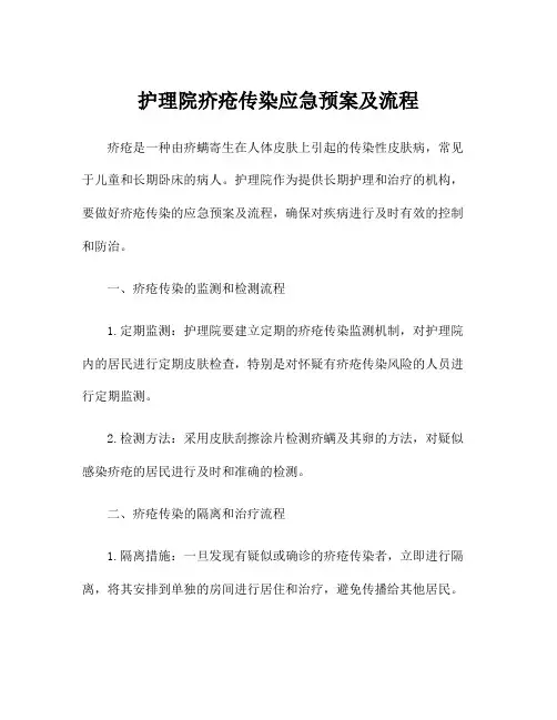 护理院疥疮传染应急预案及流程