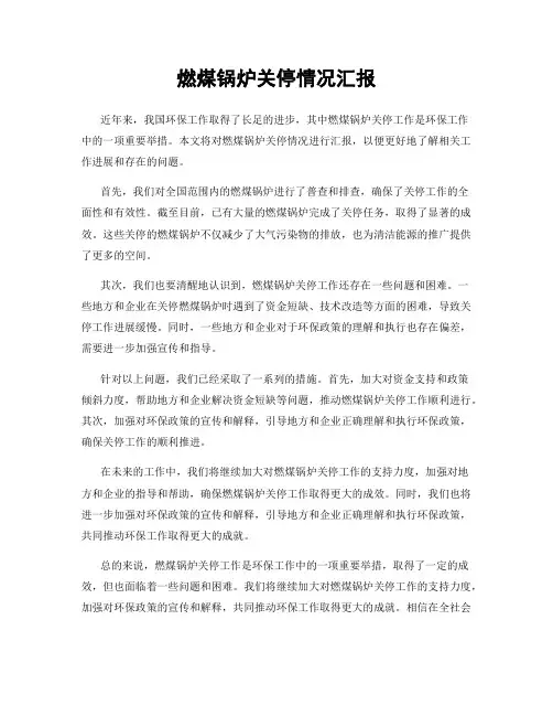 燃煤锅炉关停情况汇报
