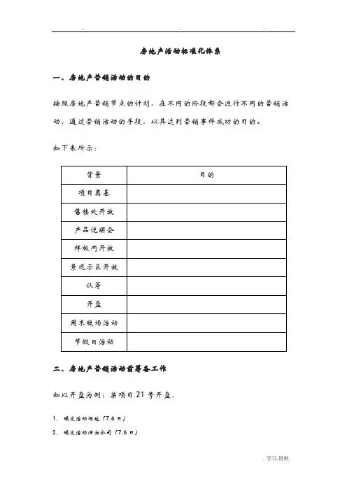 房地产营销活动标准化体系