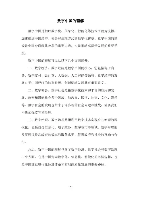 数字中国的理解
