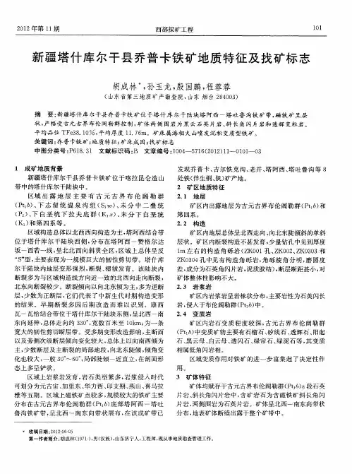 新疆塔什库尔干县乔普卡铁矿地质特征及找矿标志