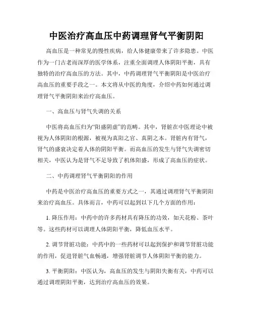 中医治疗高血压中药调理肾气平衡阴阳