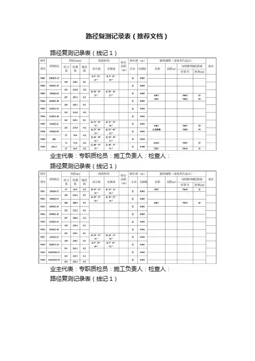 路径复测记录表（推荐文档）
