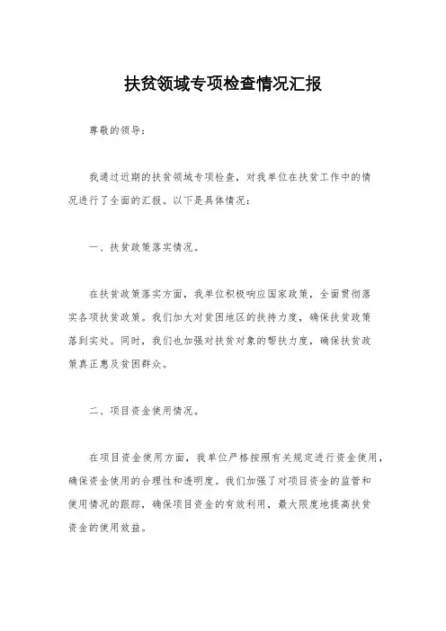 扶贫领域专项检查情况汇报