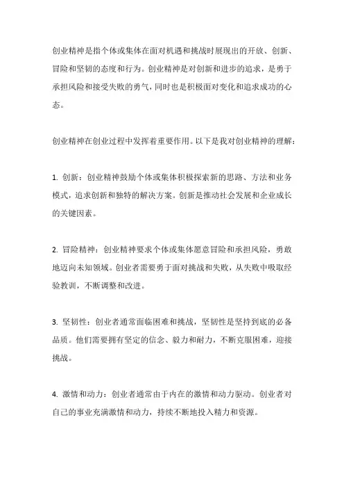 简要论述你对创业精神的理解