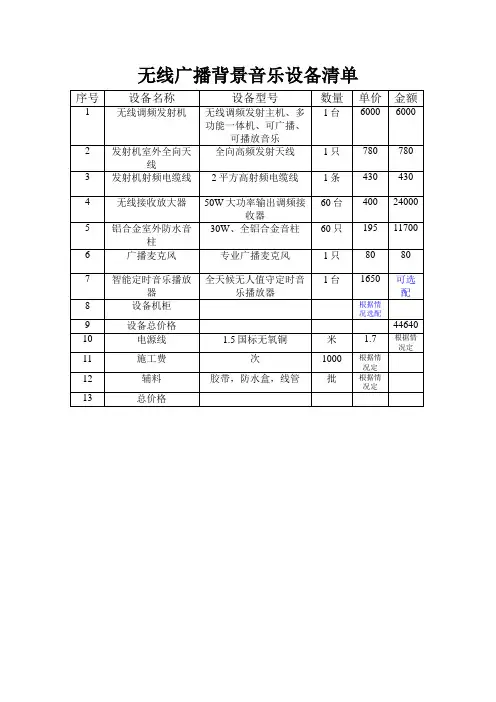 最新无线背景音乐方案