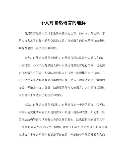 个人对自然语言的理解