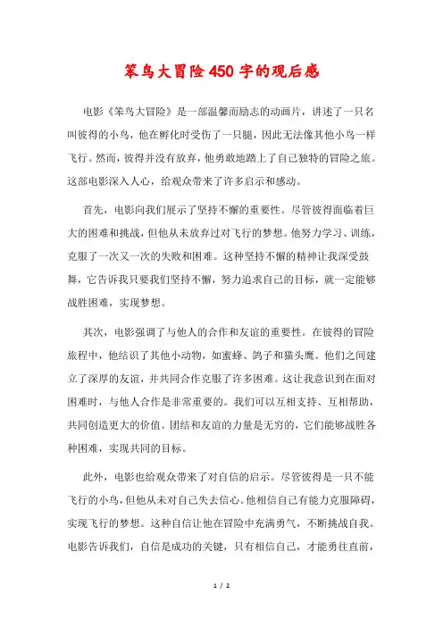 笨鸟大冒险450字的观后感