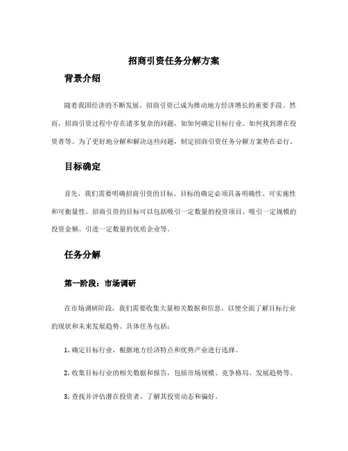 招商引资任务分解方案