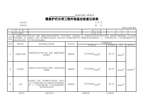 5 缆索护栏外观鉴定检查记录表