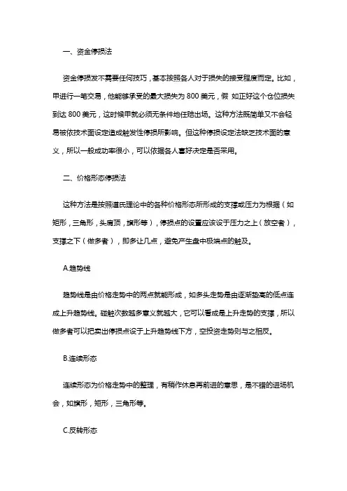炒黄金止损的常见方法
