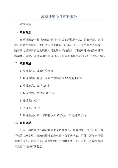 玻璃纤维项目可研报告