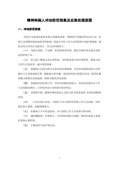 精神科病人冲动防范预案及应急处理流程