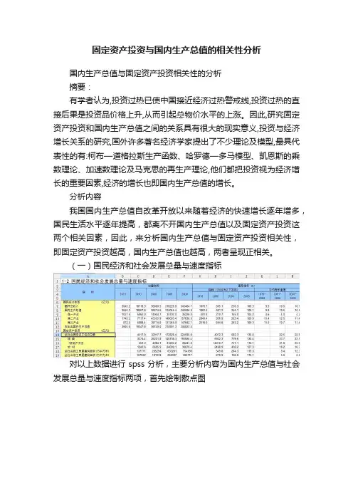 固定资产投资与国内生产总值的相关性分析