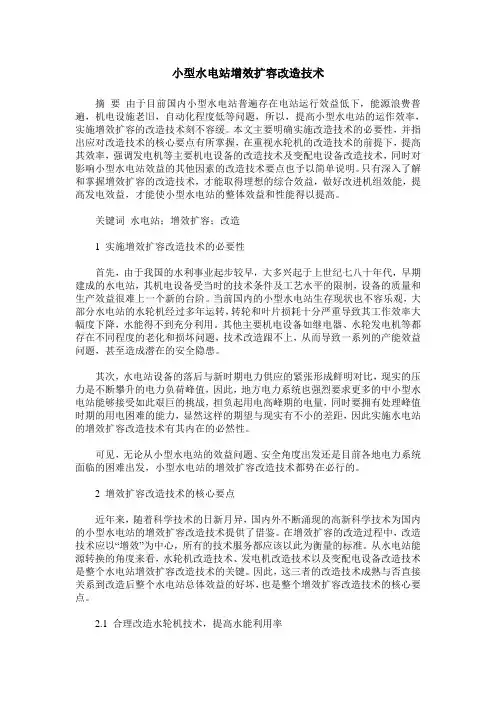 小型水电站增效扩容改造技术
