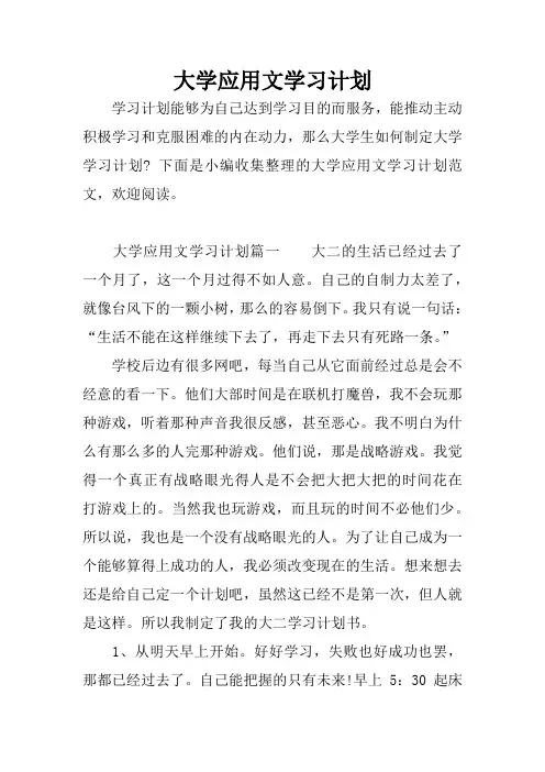 大学应用文学习计划