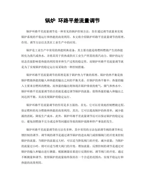 锅炉 环路平差流量调节