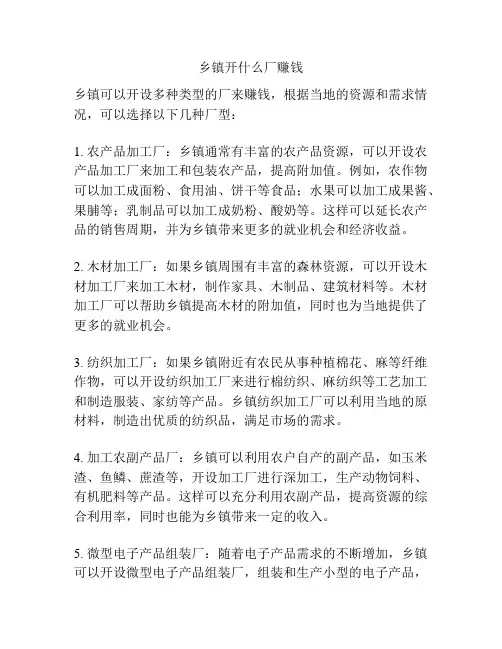 乡镇开什么厂赚钱