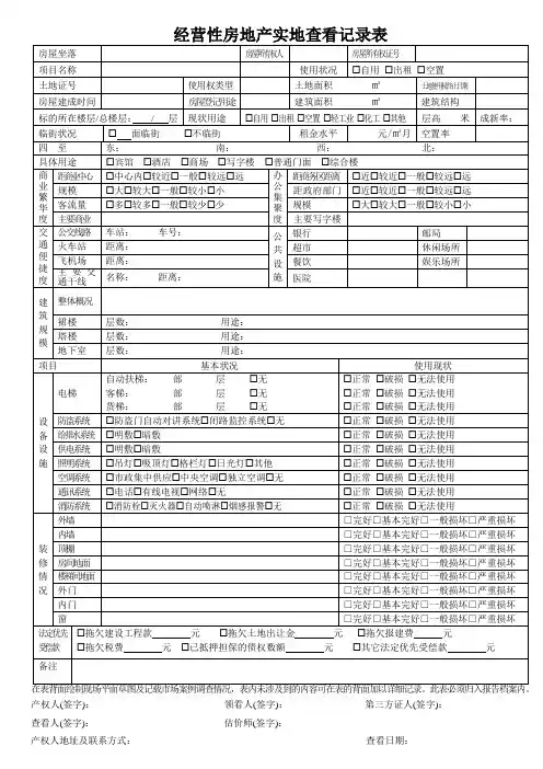 经营场所现场勘察表