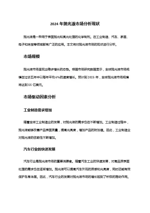 2024年抛光液市场分析现状