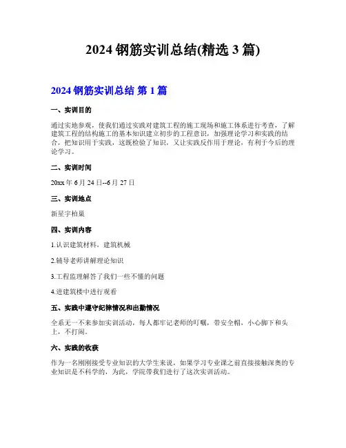 2024钢筋实训总结(精选3篇)
