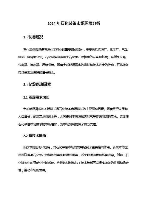 2024年石化装备市场环境分析