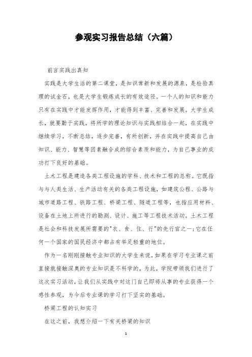 参观实习报告总结(六篇)