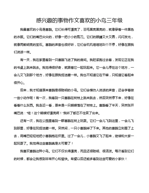感兴趣的事物作文喜欢的小鸟三年级