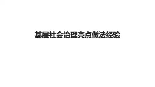 基层社会治理亮点做法经验