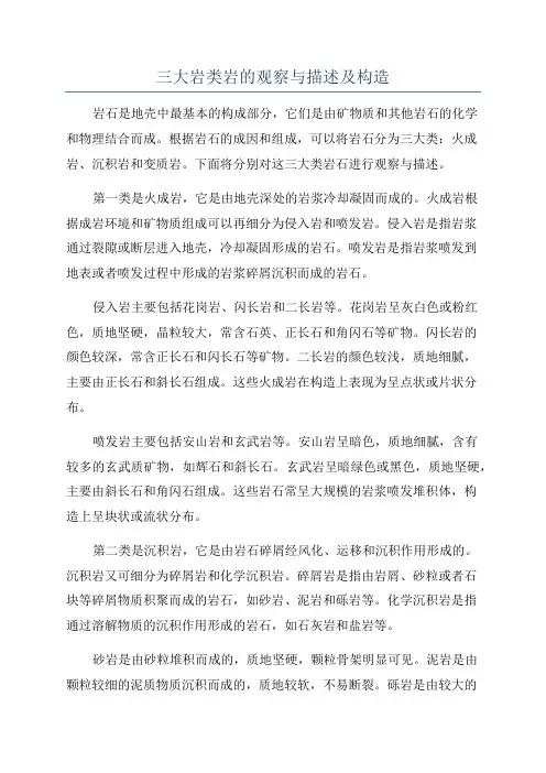 三大岩类岩的观察与描述及构造