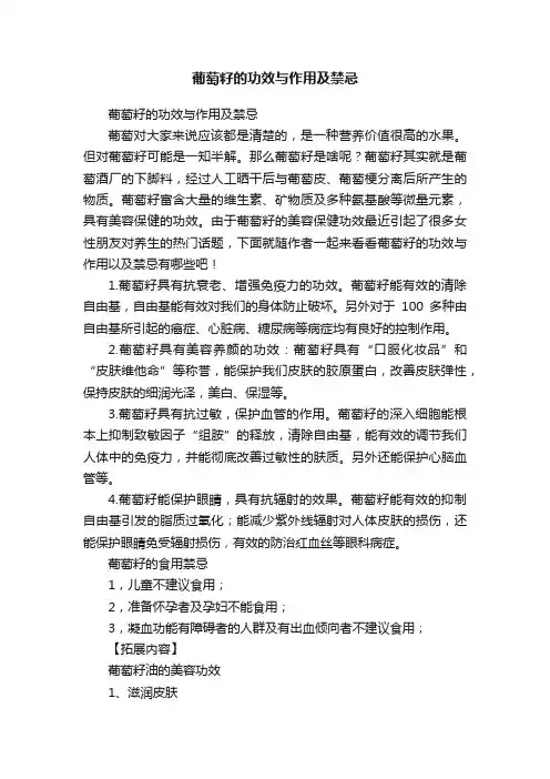 葡萄籽的功效与作用及禁忌