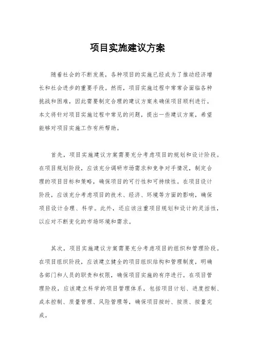 项目实施建议方案